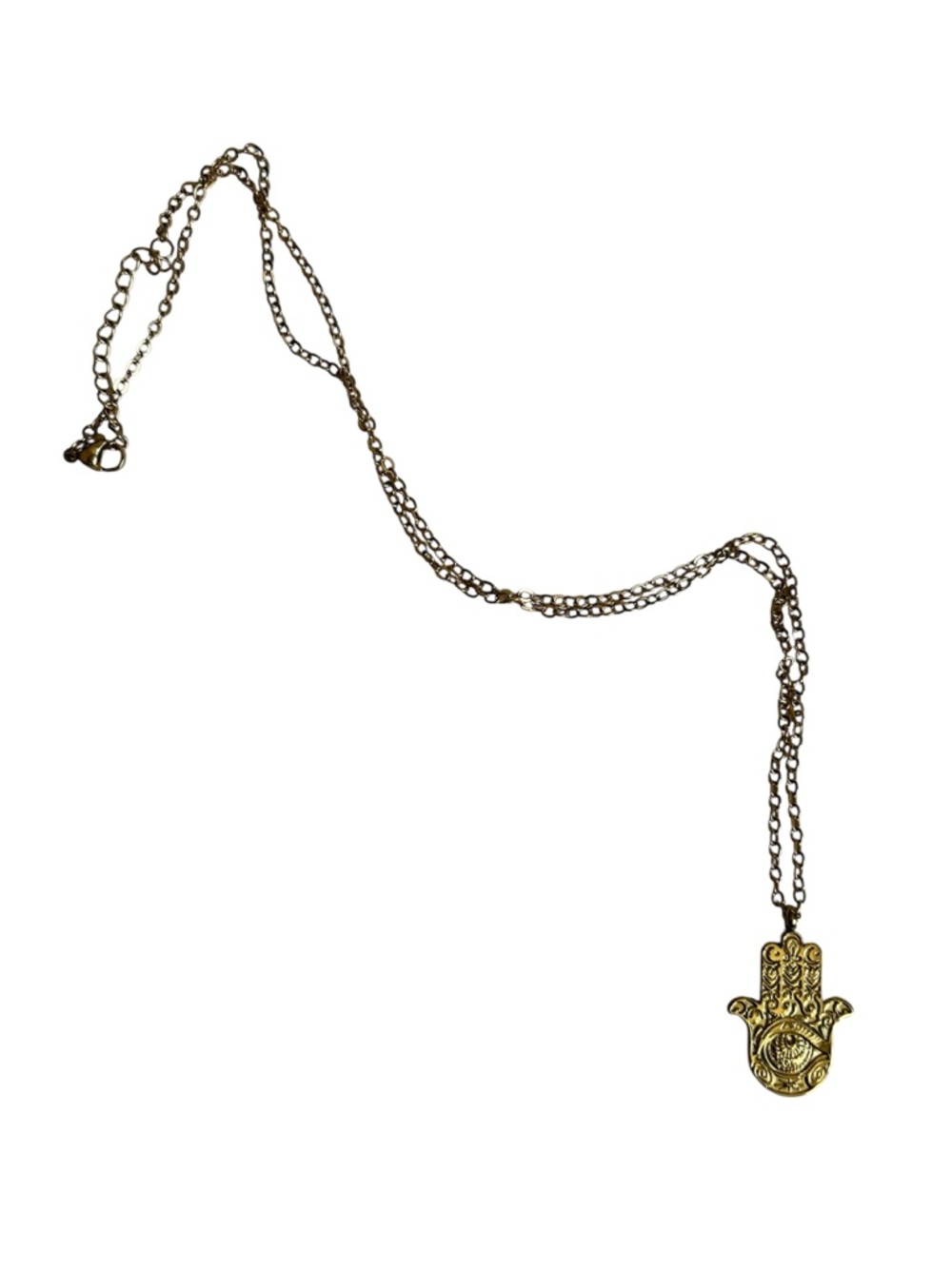 Hamsa Hand Evil Eye 18K Gold Plated Pendant Stainless Steel Necklace - Picture 7 of 7